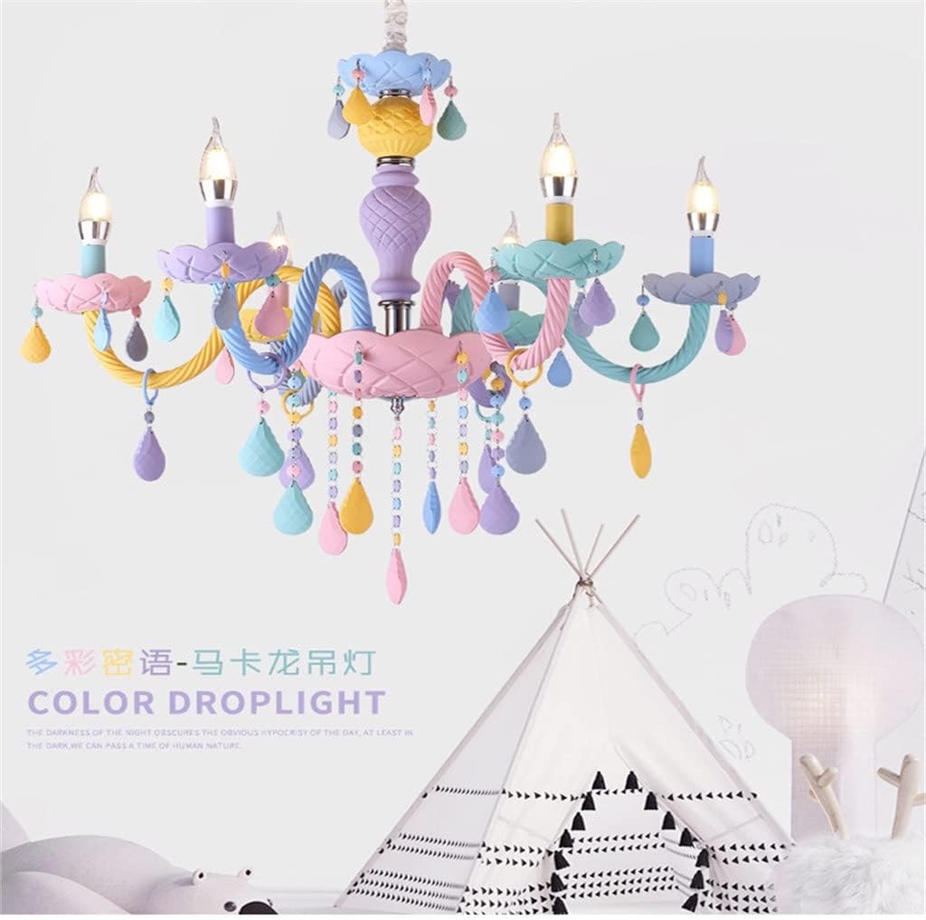 Multicolor Glass Crystal Candle Chandelier Lamps Children Room Bedroom Girl Princess Macaron Lights