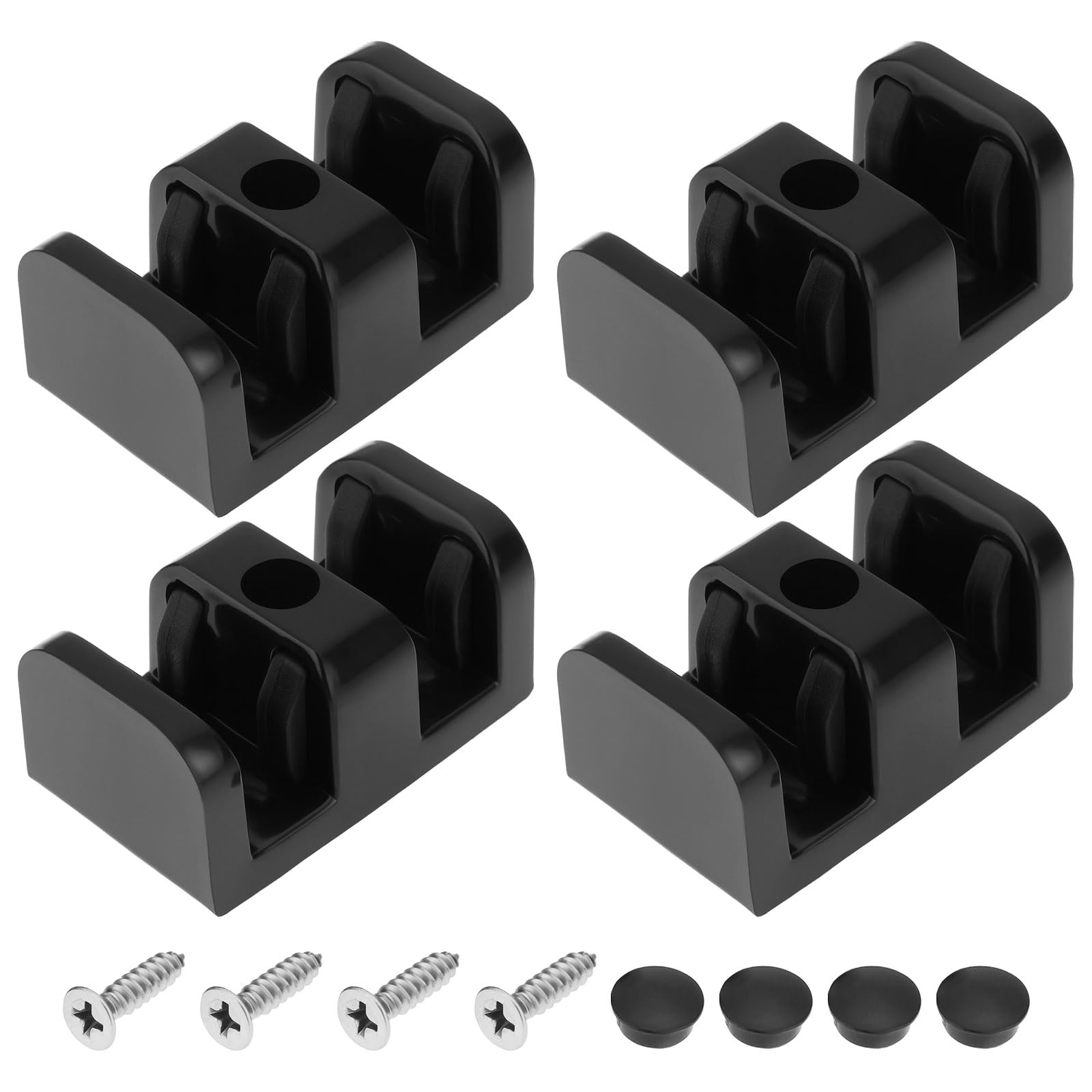 Be In Your Mind 4pcs 8mm Anti-Collision Stopper Side Guide Suitable for Glass Bathroom Sliding Door Shower Room, Black(50 X 30 X 24mm)