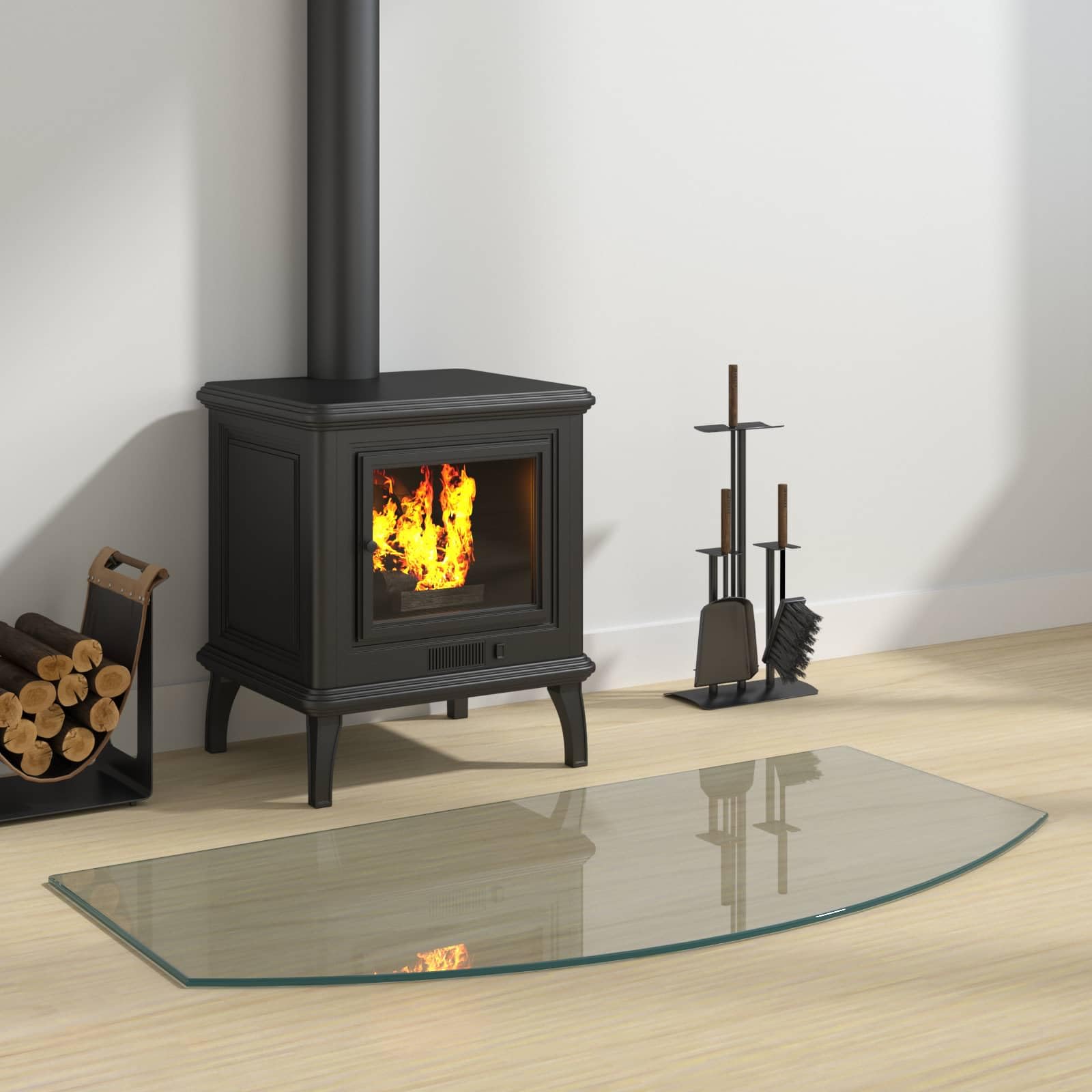 Placa de cristal transparente para chimenea, 100 x 50 cm, cristal templado de seguridad para chimenea y estufa, protección del suelo