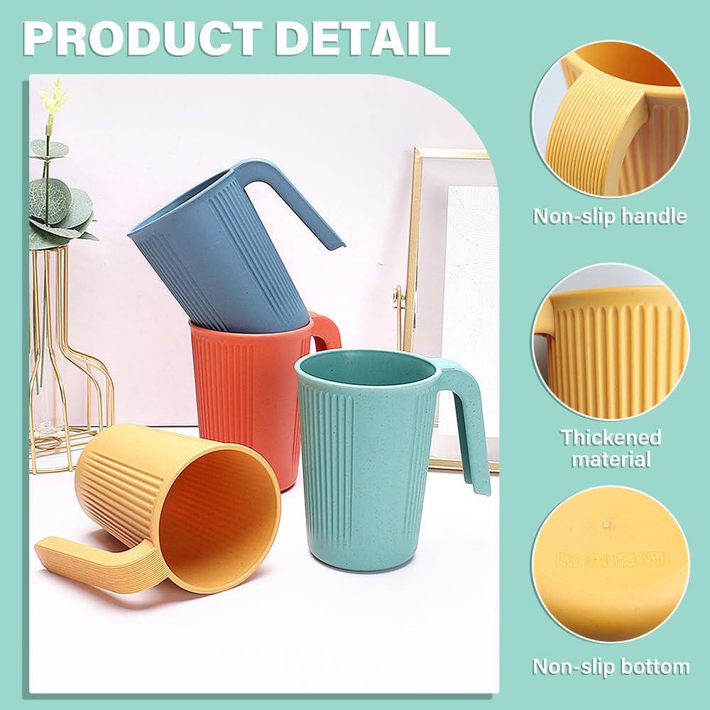 milaosk Bicchieri Plastica Rigida Lavabili Riutilizzabili 4 Pezzi Tazza Plastica con Manico Tazzina Caffè Bicchieri per Bambini e Adulti,Senza BPA,Utilizzabile in Microonde e Lavastoviglie