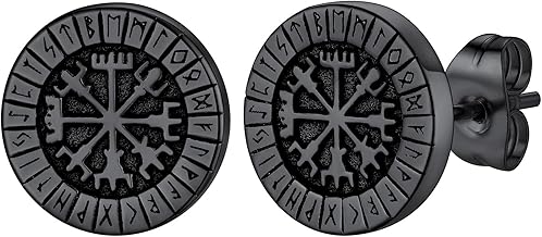 FaithHeart 925 Silber Wikinger Ohrstecker für Herren Damen Viking Mjölnir Ohrstecker Fenrir Wolfkopf/Vegvisir/Valknut Ohrstecker Wikinger Amulett für Weihnachten Geburtstag Valentinstag