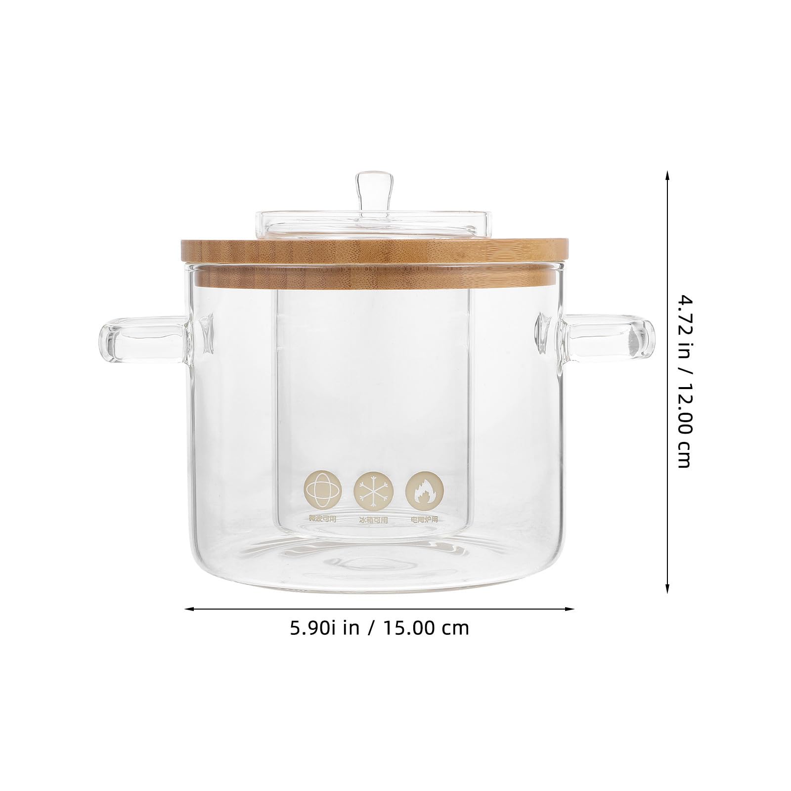Marmite à Ragoût en Verre avec Couvercle, Double Poignée, pour Cuisson | Verre, Usage avec Légumes et Cubilose, Conserve la Chaleur, Ustensile Cuisine Transparent