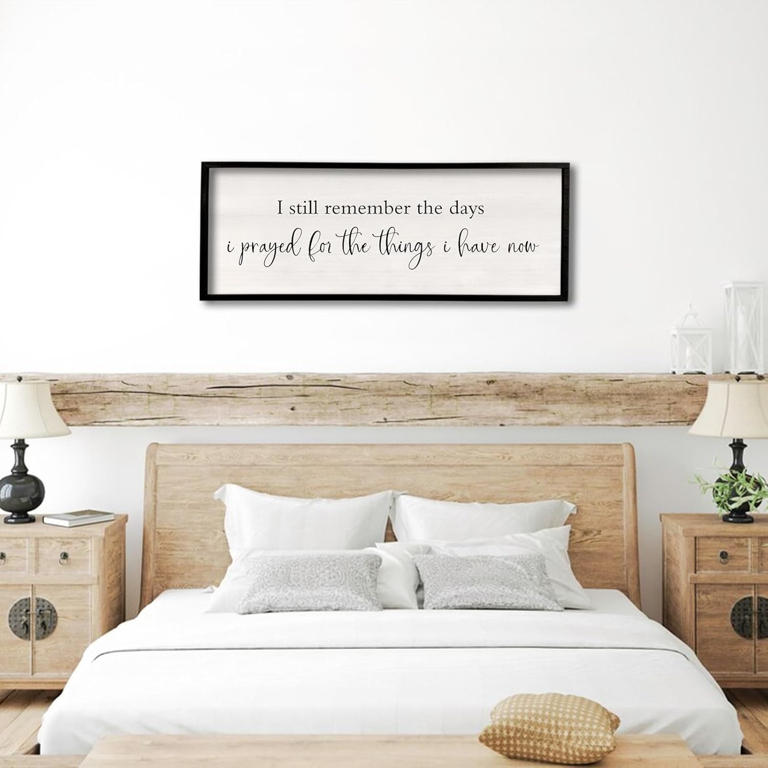 I Still Remember the Days I Prayed Sign 40" x 15" Large Living Room Wall Decor Wooden Vintage Framed Plaque Country Bedroom Hanging Home Farmhouse Inspirational I Prayed Wall Art (Black)