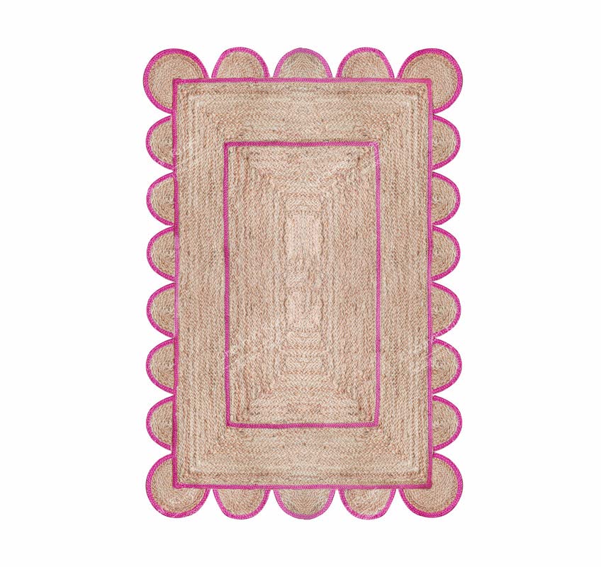Tapete Chouhan Rugs de Yute Natural Trenzado Rosa miniatura 1