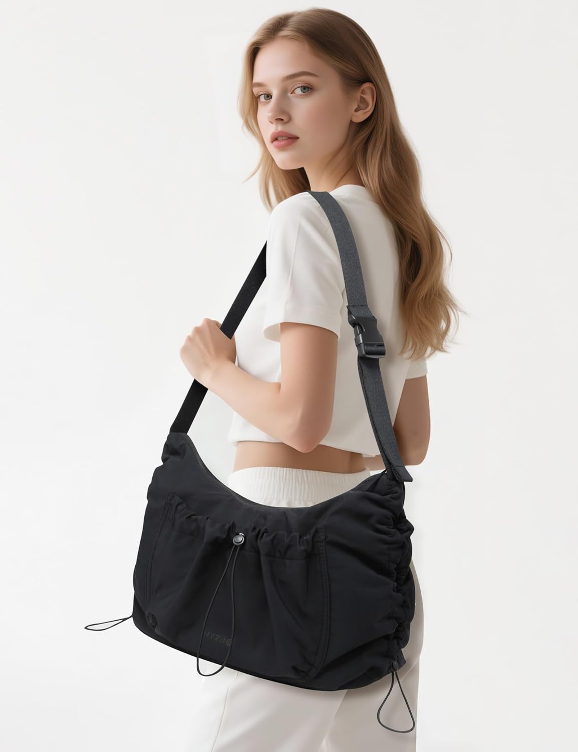 HYZUO Crescent Hobo Bag Large Puffy Trendy Purse Crossbody Bags with Adjustable Strap Women Handbag for Travel Work Daily Use
