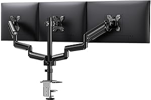 HUANUO Triple Monitor Stand with Gas Spring, Ultra-Flexible Triple Monitor Mount for up to 27