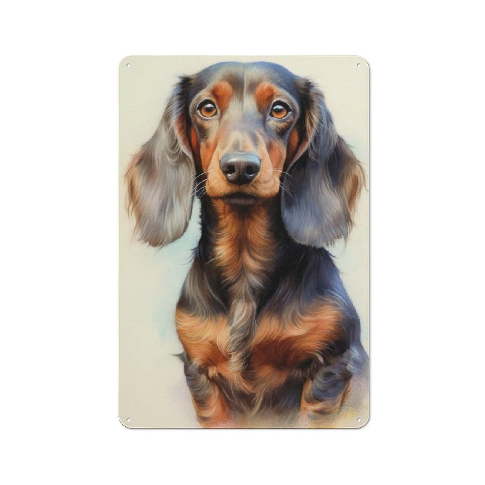 Metal Wall Sign with Dachshund Animal Design 30x20cm, Garage Style Industrial Wall Art for Garage, Hobby Room, Office Or Man Cave