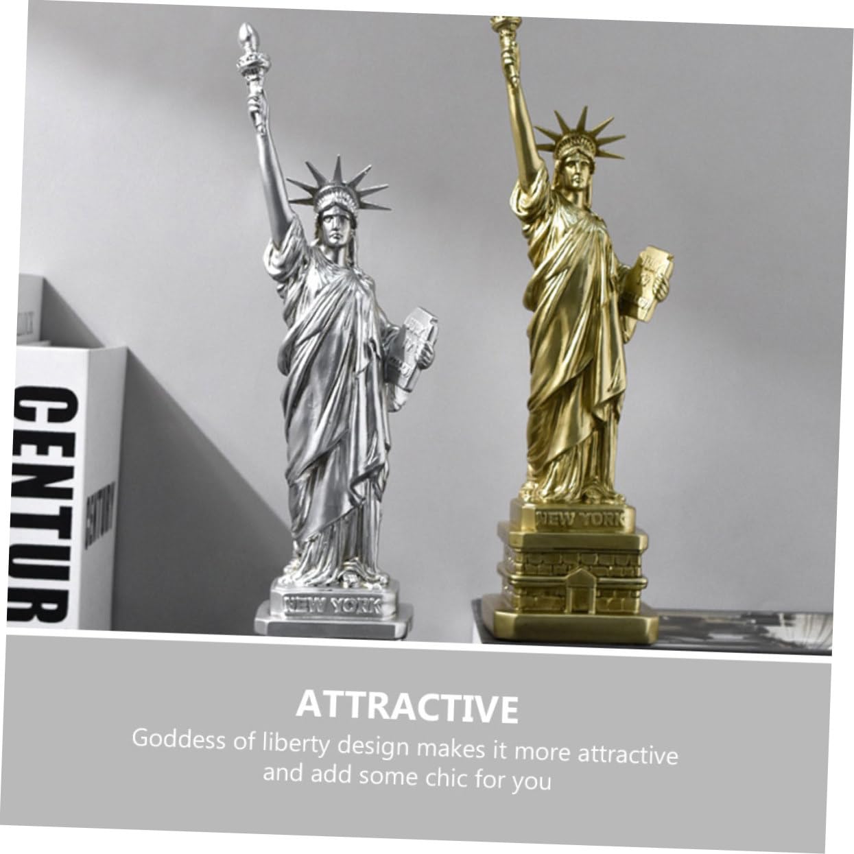 GLEAVI Statue Décorative Mini Statue Liberté en Résine Couleur Argenté Vieilli Sculptée Métal Résistante Objet Décoratif Bureau Salon Chambre