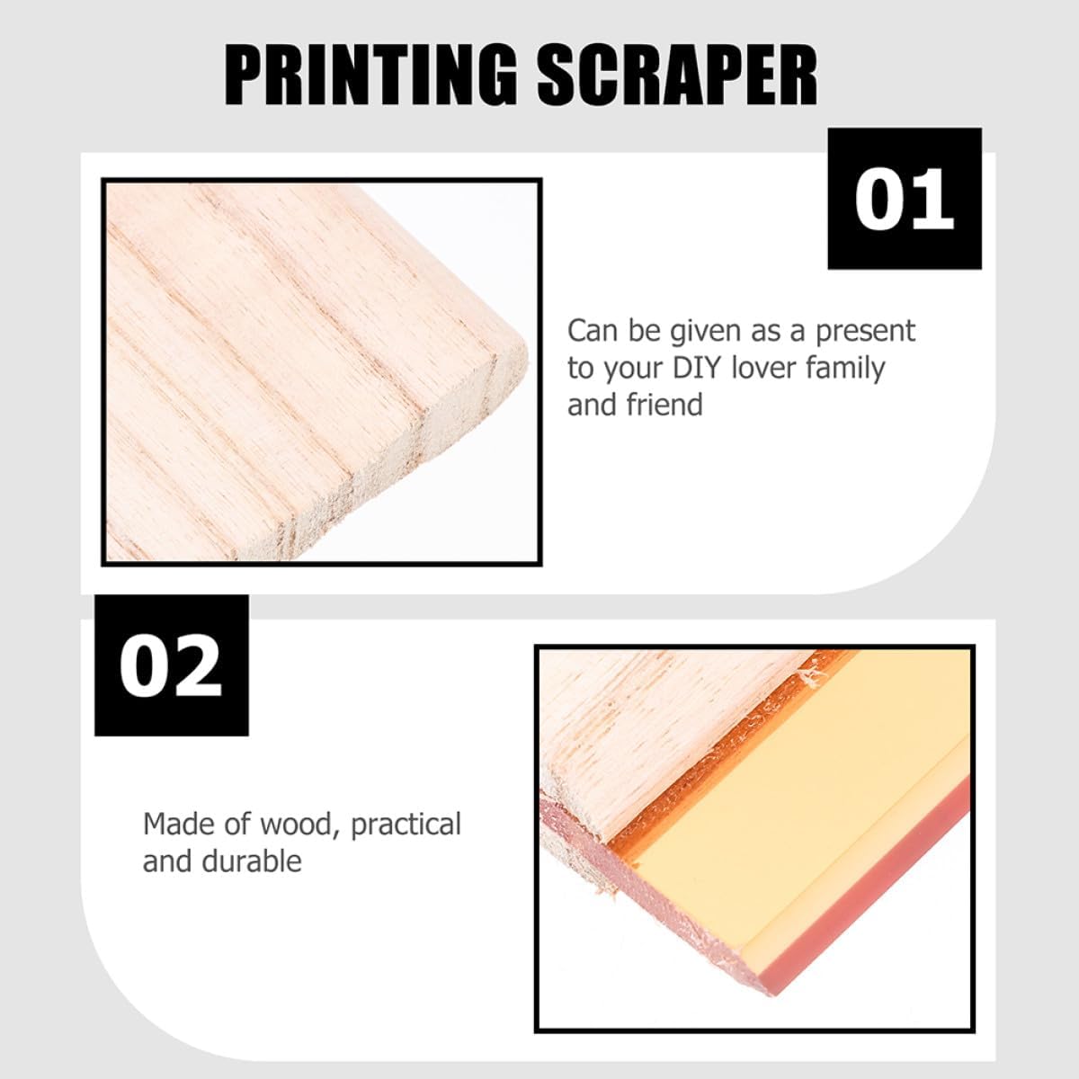 GARIOUANS 2pcs Screen Printing Squeegee Wooden Handle Ink Scraper Blades 15cm Multi-Purpose Solvent Resistant Printing Tool for Silk Screen Craft