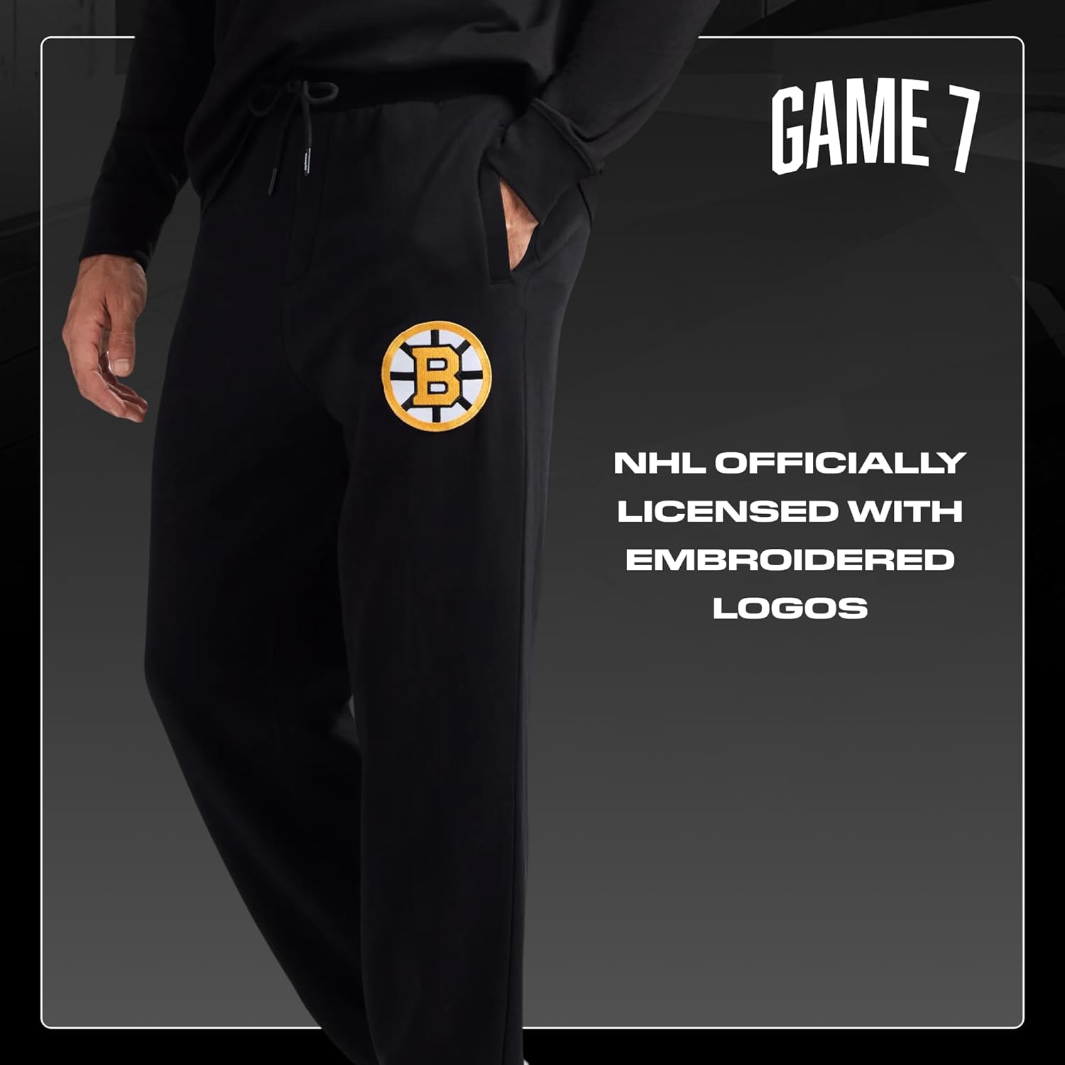 GAME 7 x NHL Men's Officially Licensed Casual Jogger Fleece Sweatpants with Pockets