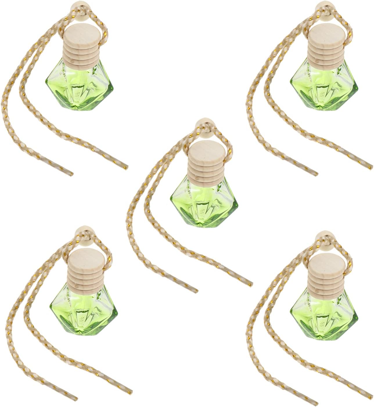 Healifty 5pcs Car Hanging Perfume Empty Car Air Freshener Pendant Refillable Car Essential Oil Diffuser Perfume Aromatherapy Vials Car Mirror Charms Auto Ornament 8ml