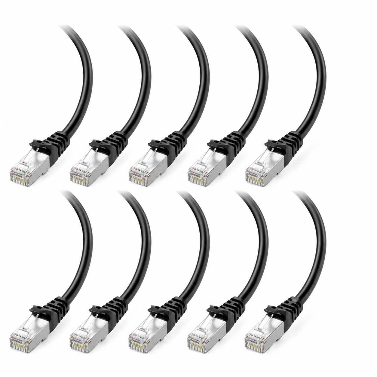 BRENDAZ Lot de 10 câbles Ethernet Cat6A, 10 Gbit/s, 7,6 m, câble de raccordement Ethernet Cat 6A, blindé sans accroc, UTP, 24 AWG, pour réseau, ordinateurs, routeurs et commutateurs (7,6 m)