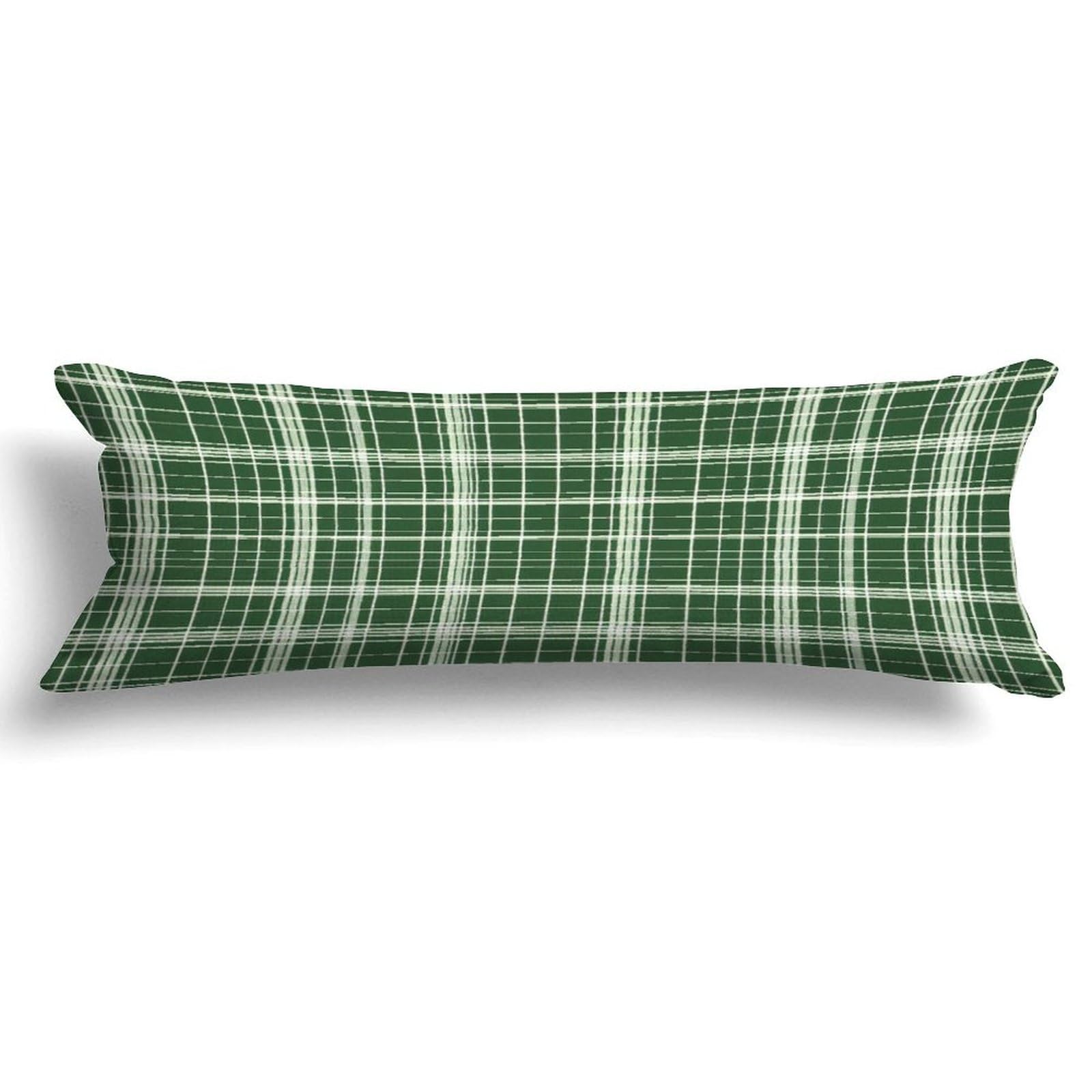 Chinese Style Zipped Body Pillow Case Cover,Buffalo Plaid Green Decorative Rectangle Accent Long Body Pillowcase 20x59in Mother's Day Birthday Gifts Christmas for Women Girl Mom