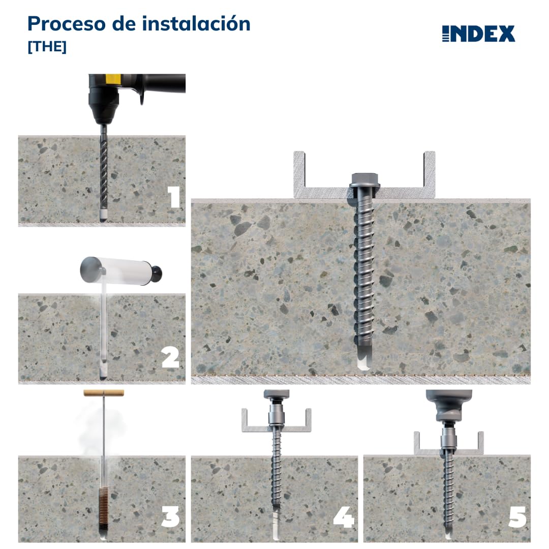INDEX A PERFECT FIXING - THE10080 [THE] Anclaje para fijación directa en hormigón con cabeza hexagonal, ATLANTIS C3-H, Homologado, Medida Ø10 x 80 mm, Caja de 50 unidades