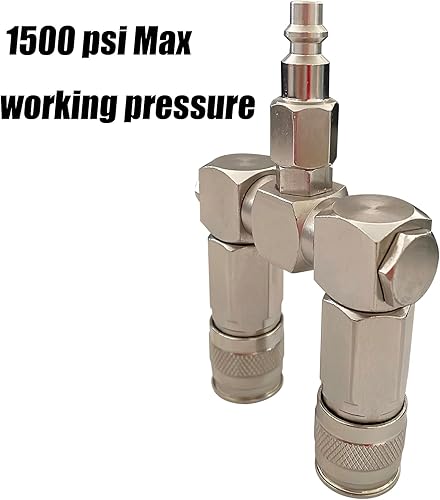 Miniatura 5 de Conector de manguera de aire - Divisor de manguera de aire de 2 vías, accesorios para compresores de aire, conectores giratorios de 360 grados,