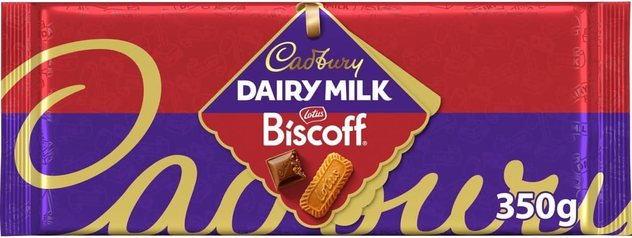 Cadbury Dairy Milk Lotus Biscoff Chocolate Bar, The Classic Creamy Taste with Caramelised Biscuit Pieces, Perfect for Sharing, 350 g (Pack of 1)
