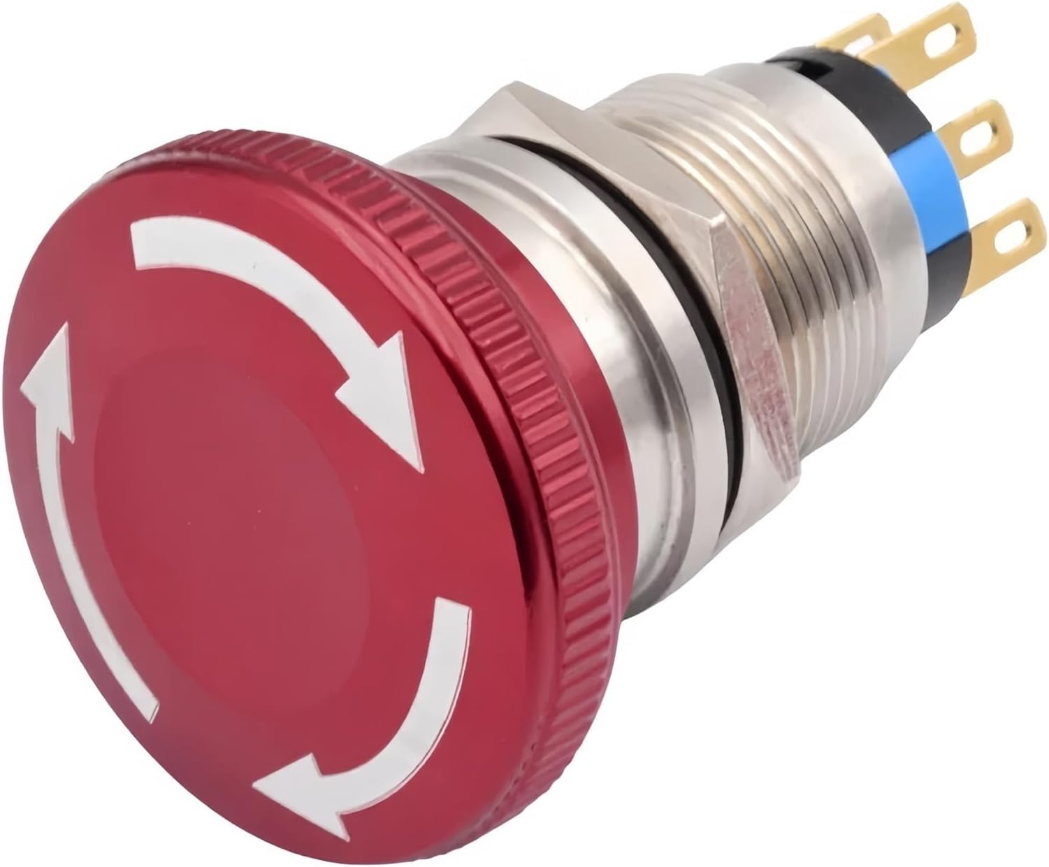 16mm 19mm 22mm E-stop Emergency Stop Switch Push Button Latching Waterproof Mushroom Head Knob Rotary Switch(19mm Mushroom,With Harness,3Pin(1NO1NC))