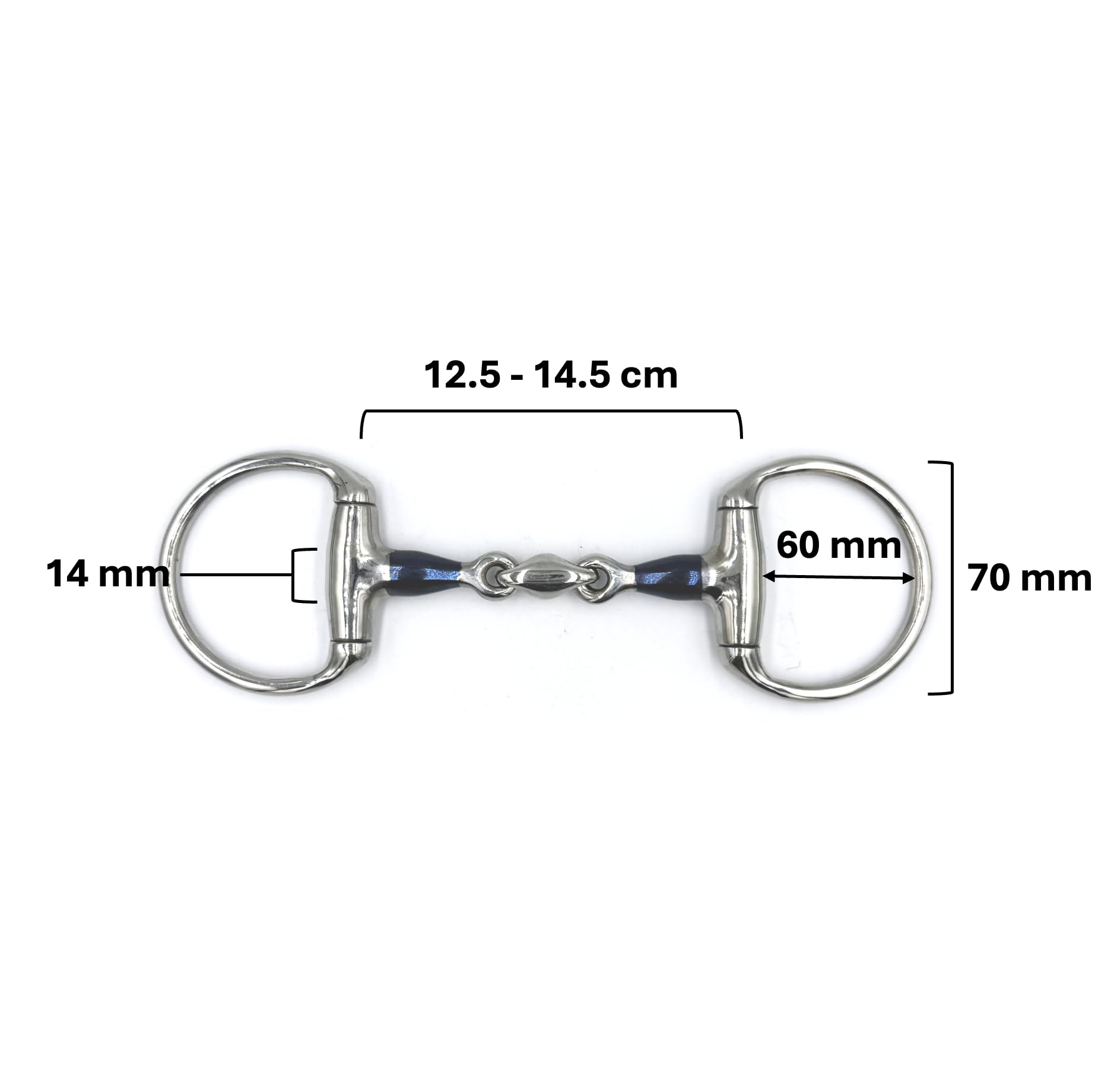 ES0283 Gebiss Sweet Iron Olivenkopfgebiss Olivenkopftrense Doppelt Gebrochen aus Edelstahl Ringdurchmesser 70 mm Gebissstärke 14 mm (12.5 cm)