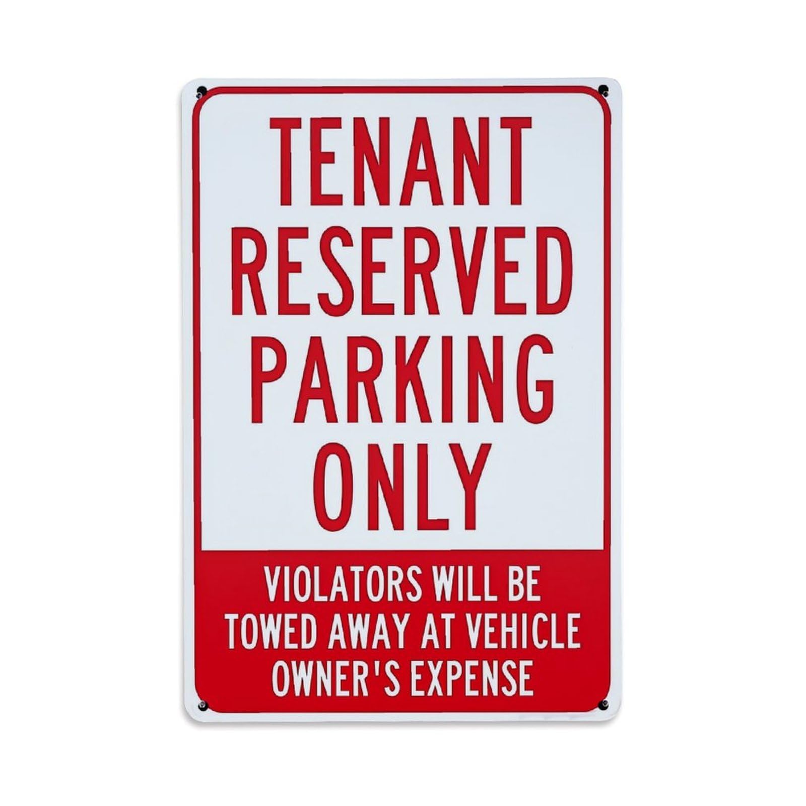 Jdfenggu Vintage Tenant Reserved Parking Only Violators Towed Retro Metal Tin Sign, Decor Art Poster For Bar, Home, Man Cave, Kitchen, Laundry Room Gift 8X12inch