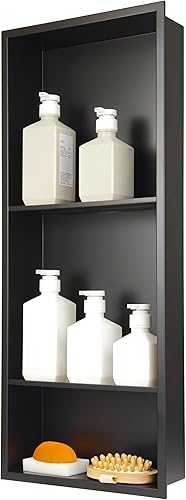 Miniatura 15 de Nicho de ducha no necesita azulejos para almacenamiento de baño, nicho de pared empotrado, estantes dobles, acero inoxidable