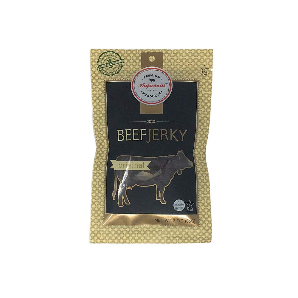 Aufschnitt Grass Fed Beef Jerky - Low Sodium, Certified Kosher - Made in USA - Keto Friendly - 12 Pack, Original