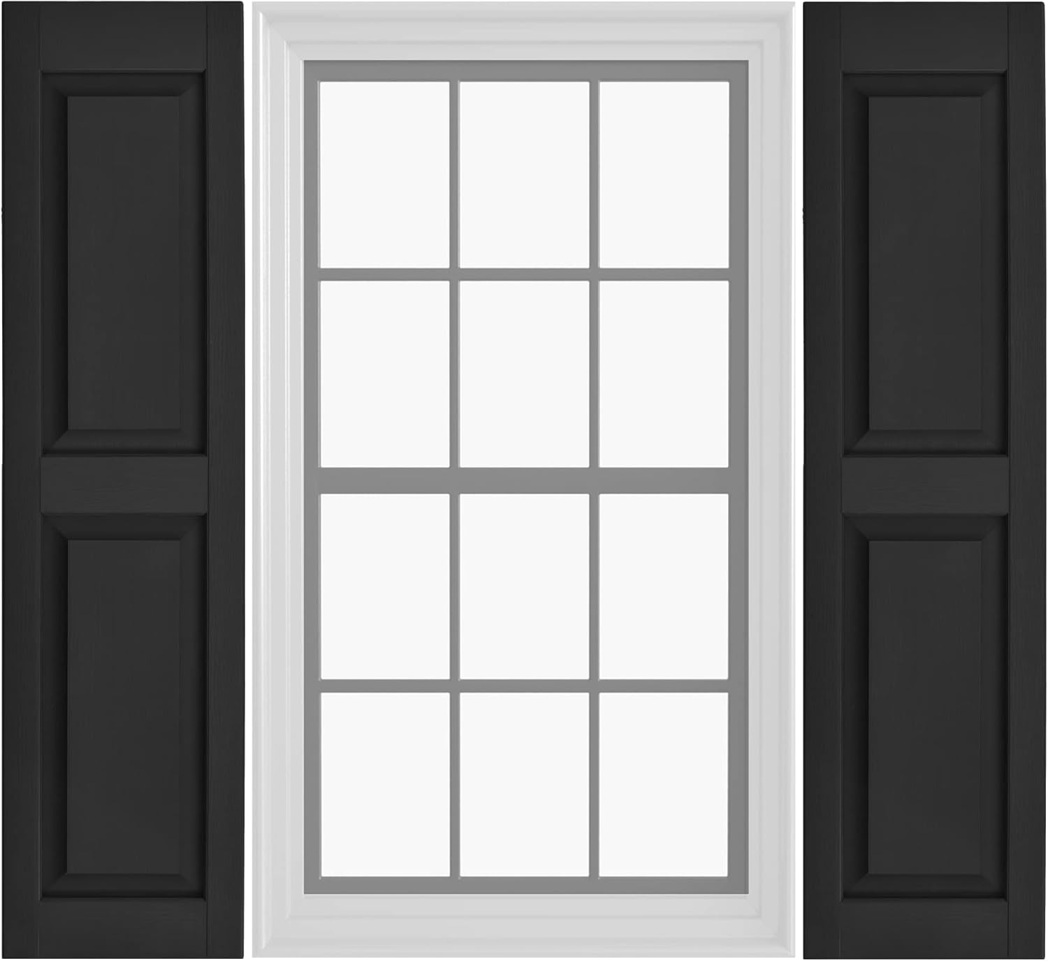 Pontiac Trail Raised Panel Vinyl Shutters (1 Pair) 12” x