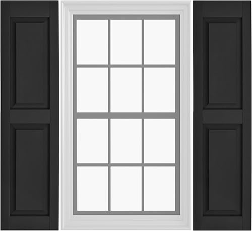 Miniatura 63 de Persianas de vinilo de panel elevado (1 par) 14.5 x 31 pulgadas - Cosmos negro/pintable Persianas exteriores Incluye accesorios de montaje