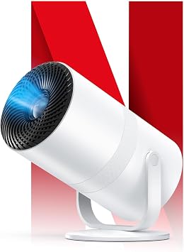 Projector, Household Use, Ultra-Compact & Lightweight, Android TV, 270  Rotation, Small Projector, 25,000 lm, 1080p Ceiling Projection, WiFi 6, Bluetooth 5.4, Automatic Keystone Correction, Hi-Fi Speaker, 50% Zoom Function, Home Theater, Easy to Operate, Quiet, Compatible with PC/Smartphone/Switch/DVD/PS, Japanese Instruction Manual White