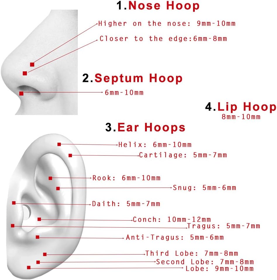 TDEBA 20/18/16G CZ Nose Rings Hoop, 316L Surgical Stainless Steel Cartilage Earring, Septum Clicker Ring, Daith Helix Rook Tragus Conch Lip Lobe Piercing Jewelry - Image 4