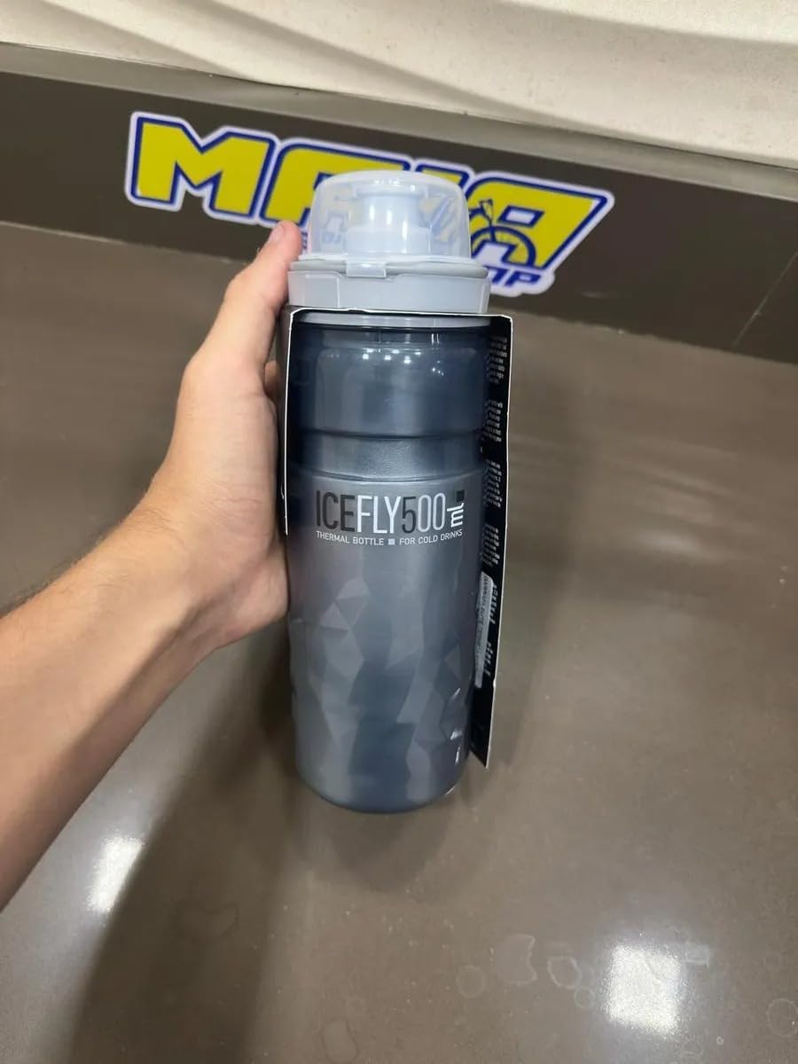 Elite Icefly Water Bottle – 500ml – Smoke – Insulated, BPA-Free, Easy-Squeeze Cycling Bottle - Image 6
