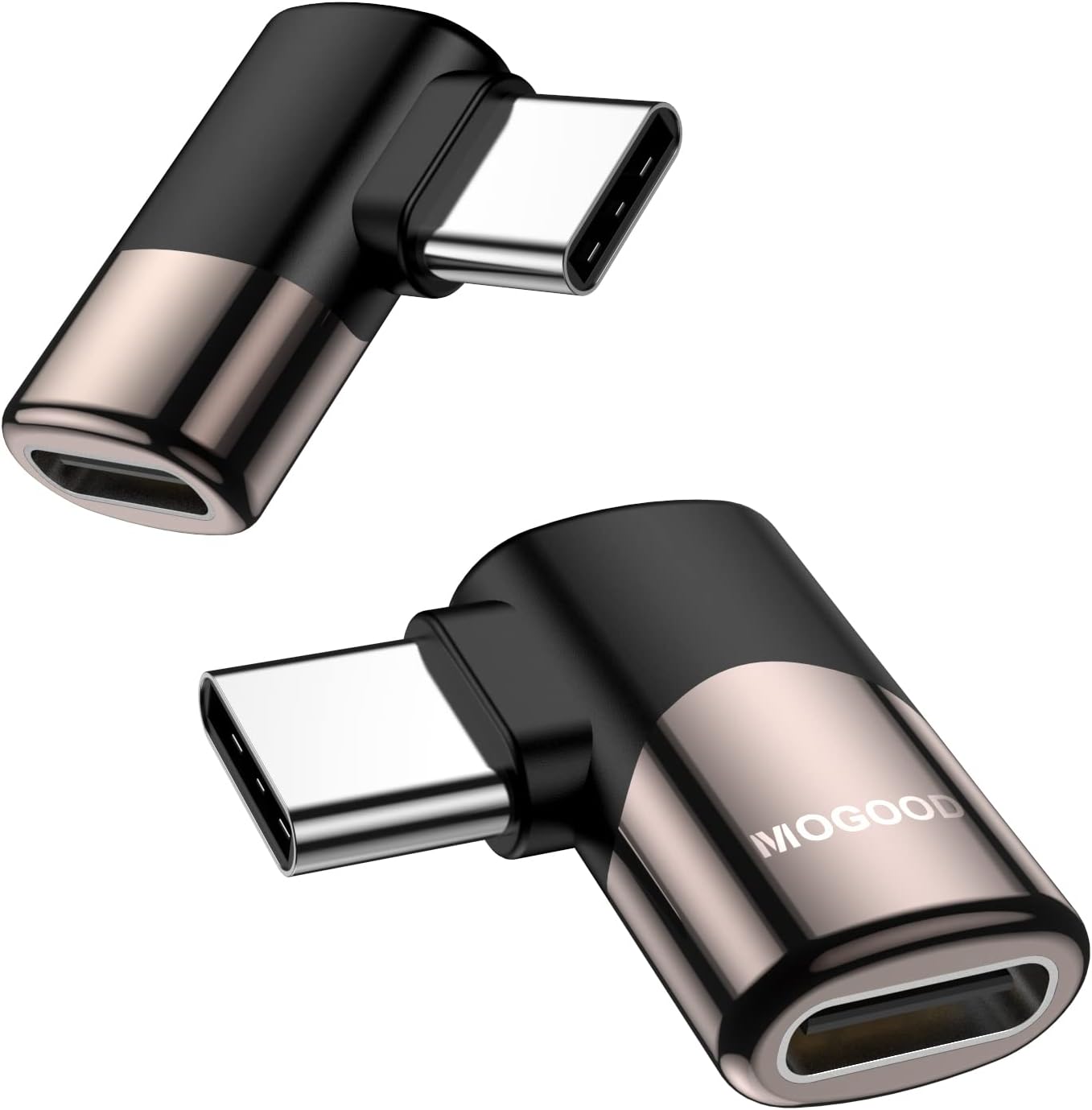 MOGOOD 90 Degree USB C Male to USB C Female Adapter (2 Pack), Type-C Connecter USB C 3.1/40Gbps PD 100W Fast Charge Extender for Steam Deck accessories Notebook,PC,Tablet,Galaxy S22