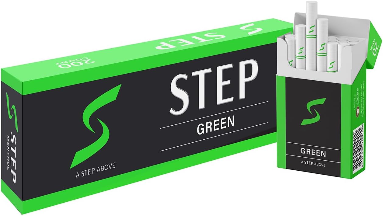 STEP Menthol Cool Green Herbal Cigarettes - Full Carton - Tobacco & Nicotine Free - Tastes Like a Real Cigarette (10 Boxes = 200ct)