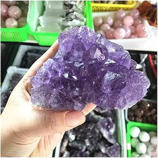 Gift for Family Natural Amethyst geode Cluster Purple Quartz Stones Crystal geode Amethyst Cluster for Home Decoration Lucky Stone (Color : Purple, Size : 100-200g)