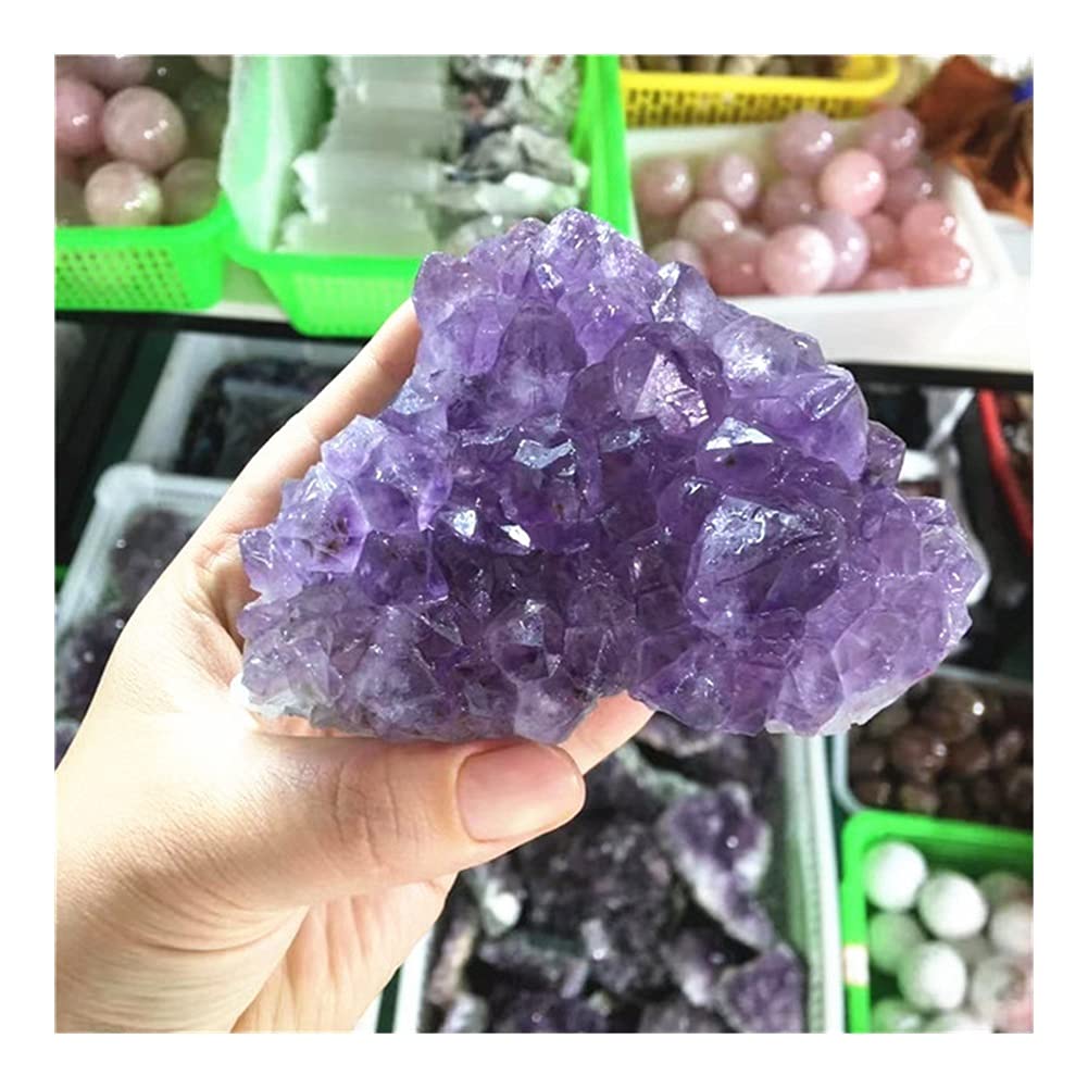 For la , racimo de geoda de amatista Natural, piedras de cuarzo púrpura, geoda de cristal, racimo de amatista curativo for la decoración del hogar decoración de la habitación ( Color : Purple , Size :
