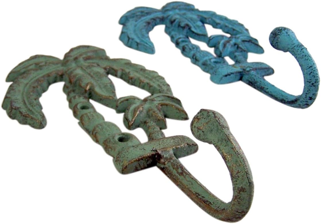 K-Musculo Palm Tree Cast Iron Wall Hooks 8 Inch (Set of 2)