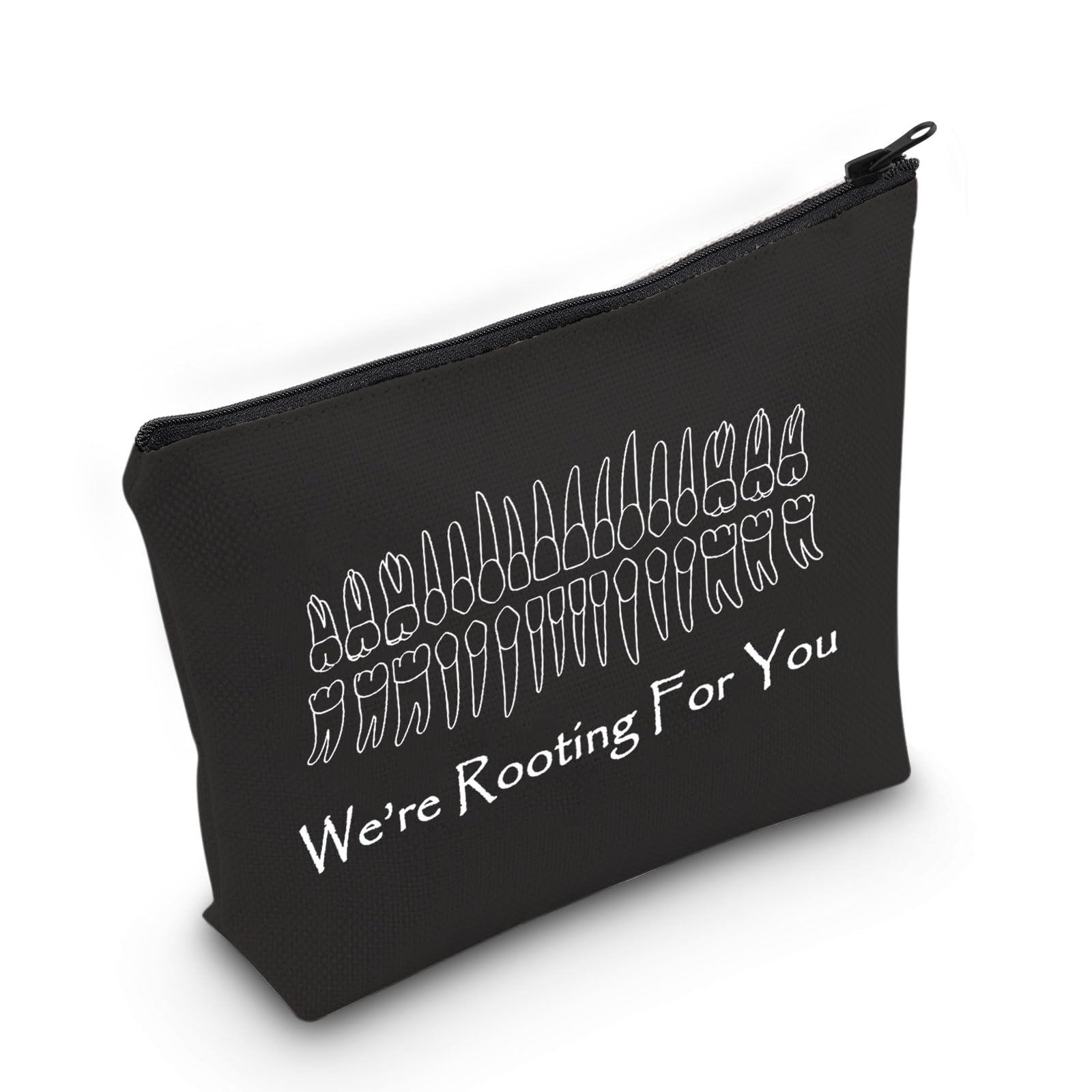 Dentist Gift Bag Dentist Graduation Gift New Dentist Gift We’re Rooting for You Zipper Pouch Bag Dental Gift (Rooting Black Bag)