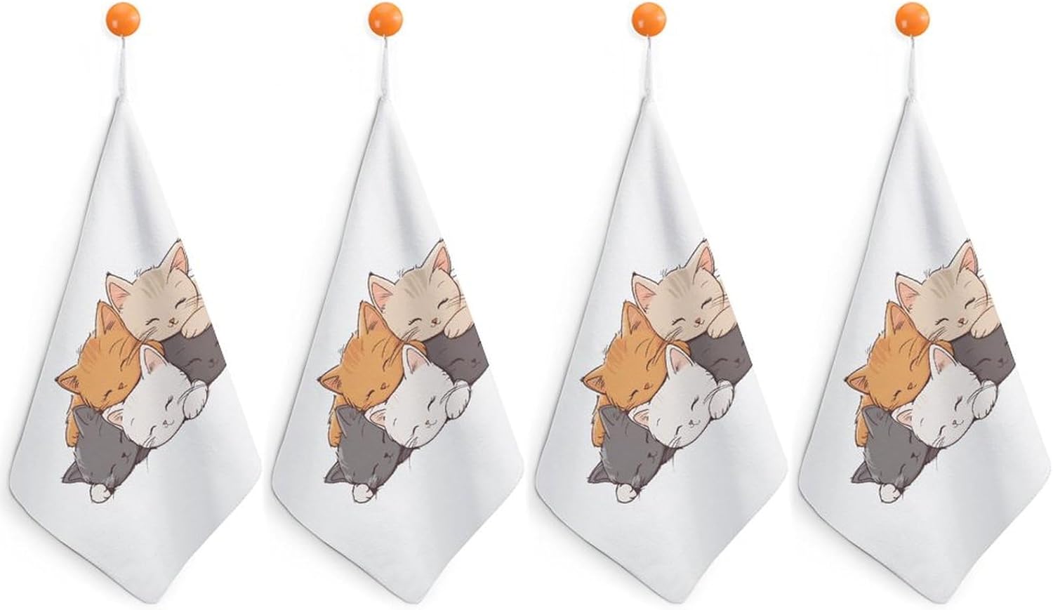 Cute Cats Towel Hand Towels Decorative Towel for Bathroom Kitchen Shower Gym 4PCS