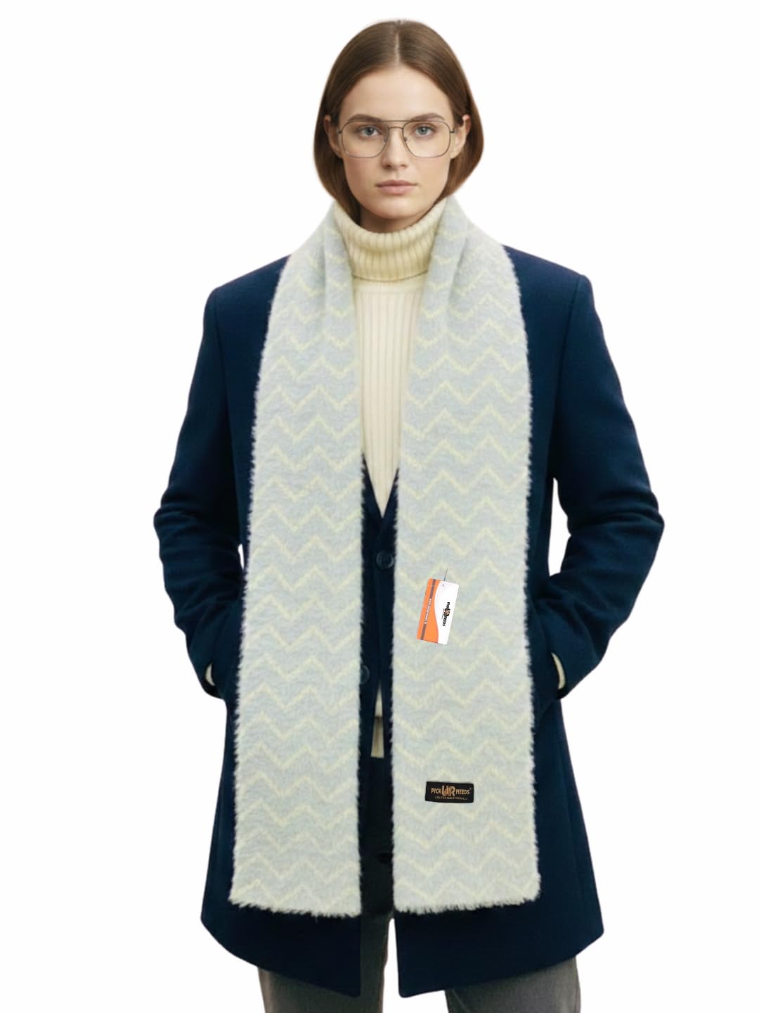 pick ur needs Premium Woolen Winter Muffler with Gold Zigzag Pattern | Soft, Warm & Stylish Scarf for Women-picture-14