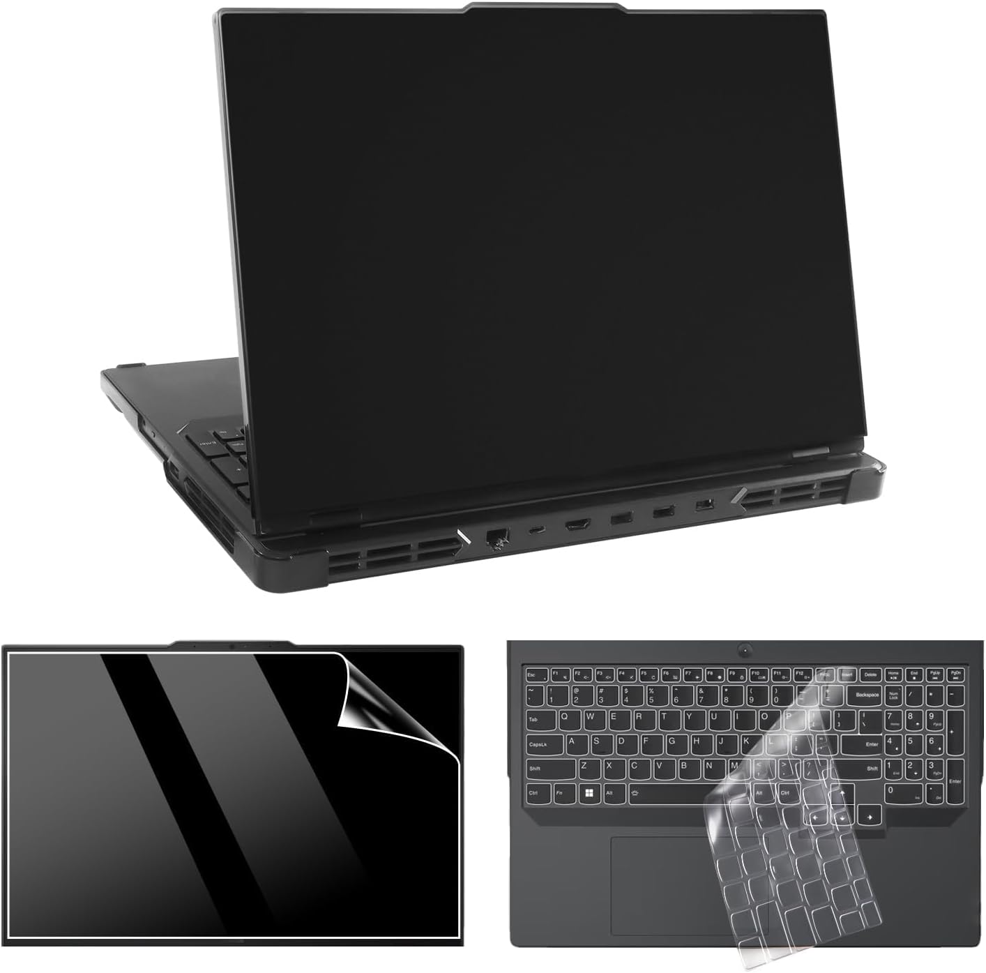 4-in-1 Laptop Case Set for 2024 Legion Pro 5 16IRX9/16ARX8/16IRX8 Protective Cover Legion Pro 5i Shell Set Shookproof Hard Case(Frosted Black)+Screen Film+Keyboard Cover