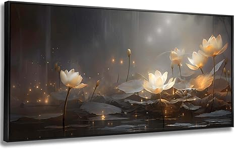 Gold Wall Decor large Artwork 75x150 CM Flower Pictures Wall Decor Gray Painting for Living Room Home Office Decor