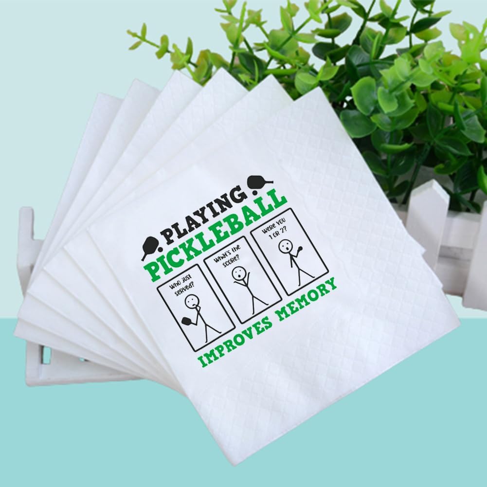 Funny Pickleball Quote Cocktail Napkins 50Pcs Playing Pickleball Improves Memory Dink Paper Disposable Napkins for Pickleball Players Party Table Decorations 5 x 5 Two-ply (Improves Memory)