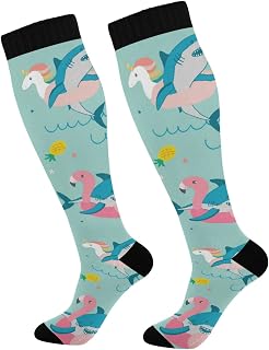 501 Compression Socks Funny Shark Sports Socks Comfortable Crew Socks Non Slip Athletic Socks For Walking Women Outdoor 40cm