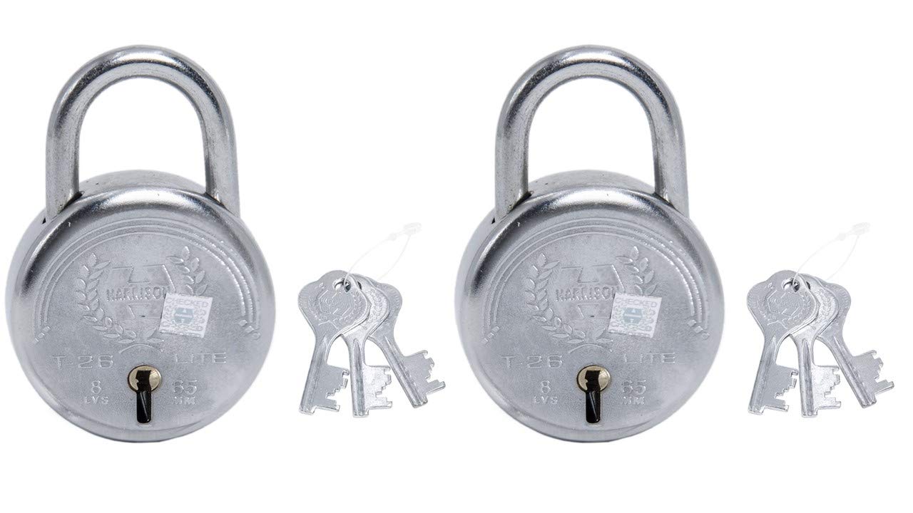 Harrison T-26 LITE/BCP-0534_PK 2 Steel 8 Levers Padlock with 3 Keys (Pack of 2), Silver (B07HKB1Z48) Amazon Price History, Amazon Price Tracker