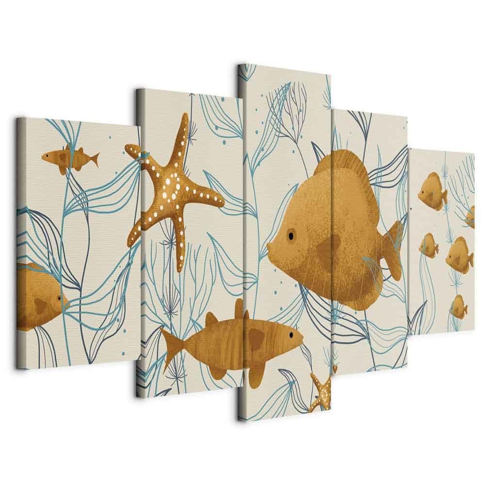 murando - Quadro Mondo 225x112 cm 5 Pezzi Stampa su tela XXL Immagini Moderni Murale Fotografia Grafica Decorazione da parete Quadri Componibili Pesci Stella marina Impianti Mare g-A-10076-b-a