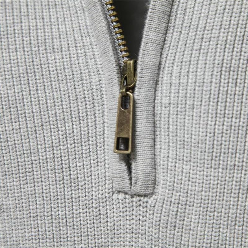 Pull col montant homme tendance décontracté - Pull manches longues couleur unie - 3