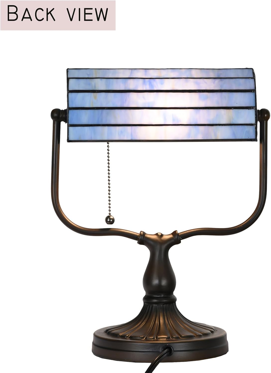 TL0031 Tiffany Banker Desk Lamp Stained Glass Blue Baroque Shade with Vintage Bronze Base W10.25 X OH13 Inch. Perfect for Piano Kitchen Beside Table, LED Bulb Included (Baroque)