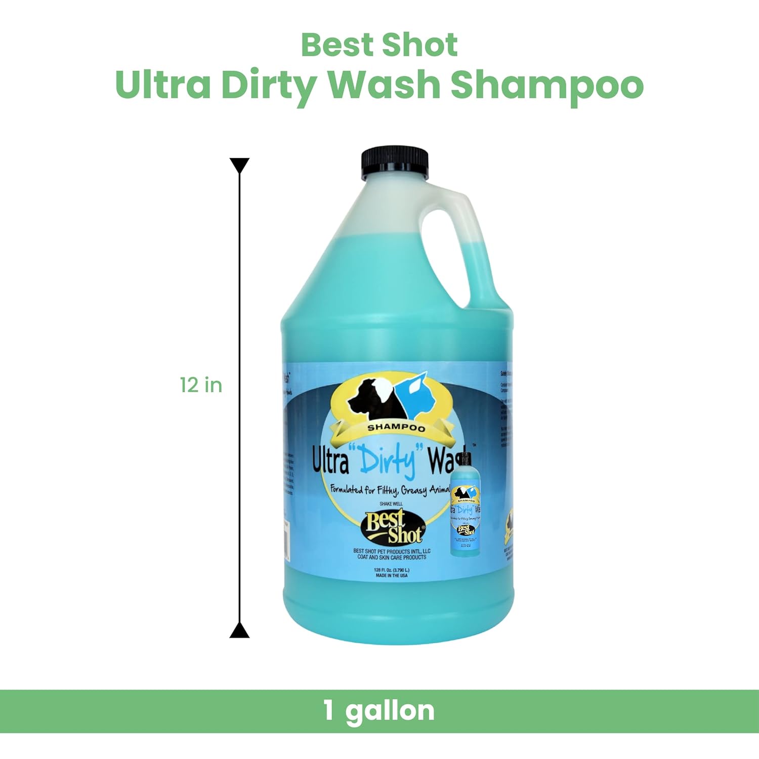 Best Shot Ultra Dirty Wash Shampoo, Coat and Skincare Product for Dogs and Cats, Soap-Free, Quick-Rinsing, Refreshing Agree Musk Fragrance, 1 Gallon