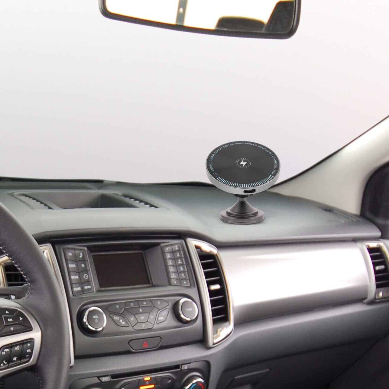 2 Piezas Cargador Inalámbrico para Coche con Soporte Ajustable para Móvil Base Magnética para Carga Rápida Accesorio Portátil Compatible con Center Console sin Cables y Ángulos