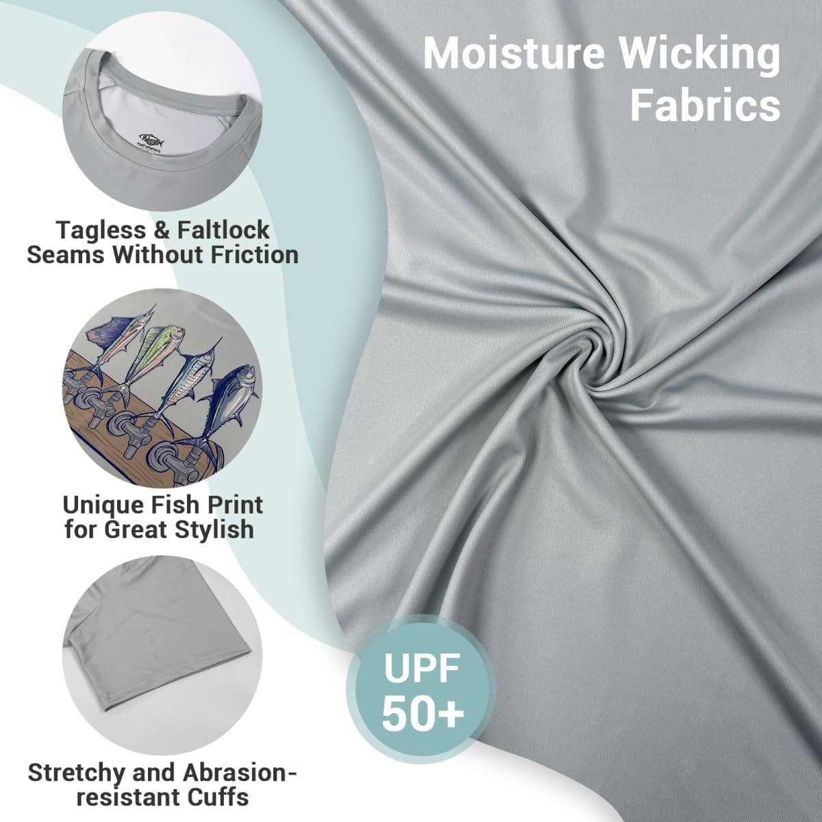 Palmyth Fishing Shirts for Men Sun Protection Shirts Short Sleeve UPF 50+ T-Shirt Tee Quick Dry - Image 5