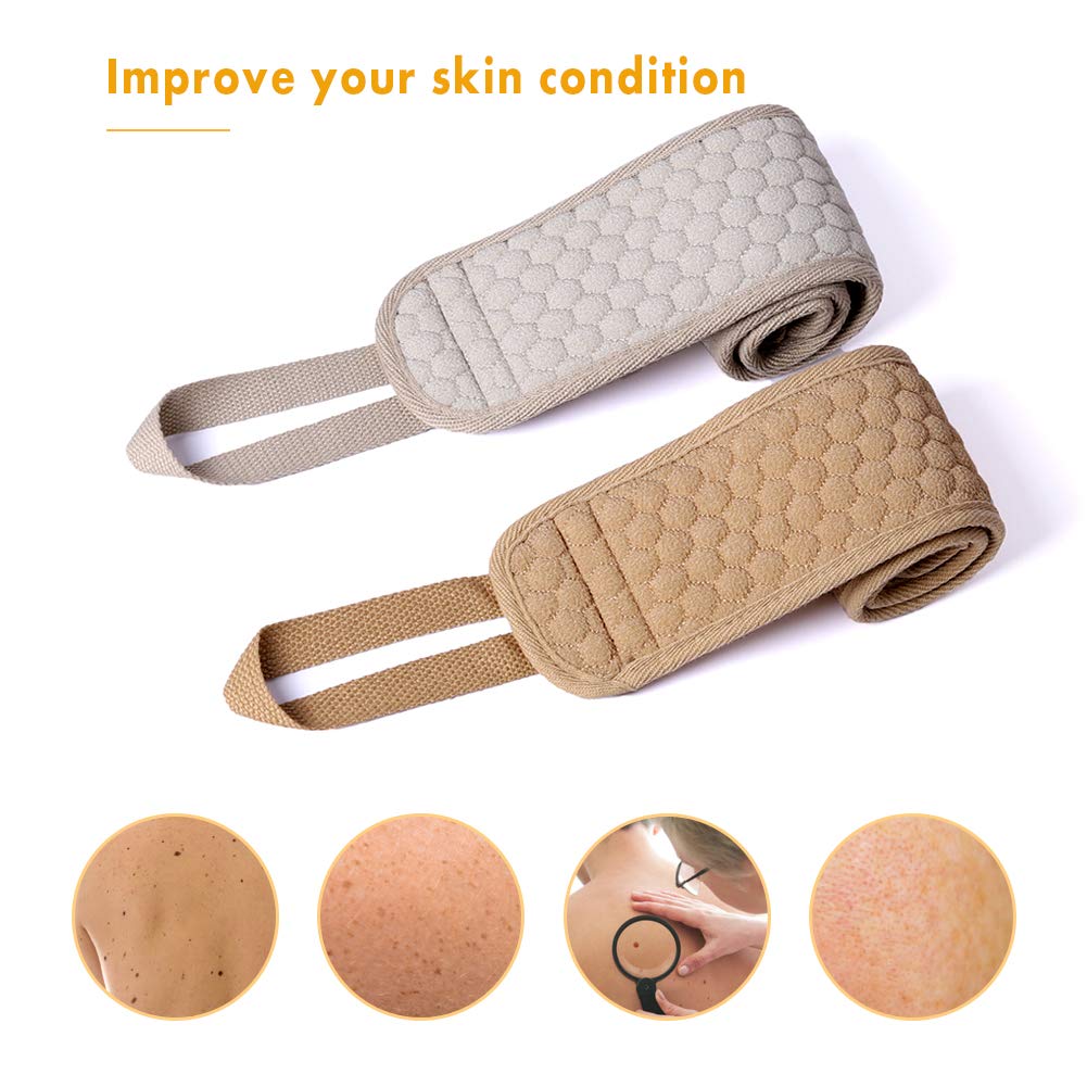 2 Pack Exfoliating Back Scrubber for Shower for Women Men Bath Shower Scrubber Back Cleaner Deep Clean Invigorate Your Skin (32.6-inch length 3.5-inch width) : Beauty & Personal Care